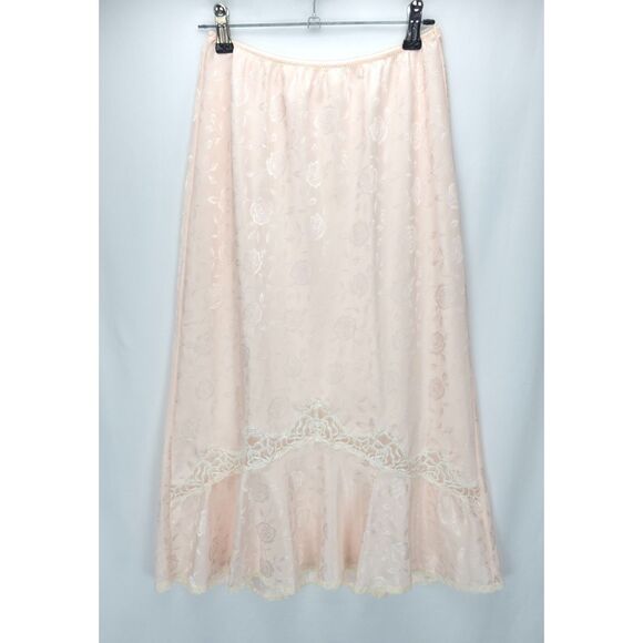VTG 80s Floral Print Flared Half Slip Skirt Lace Hem Lingerie Fairy Cottagecore - Picture 6 of 6